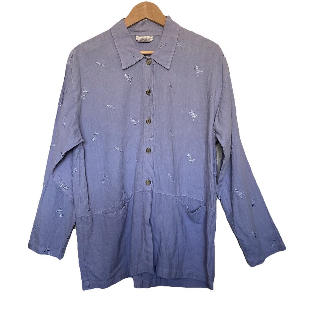 Kleen Linen‎ Button Down Shirt Medium Lagenlook Cottagecore Quiet LuxuryNWT